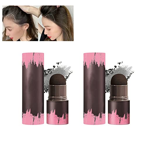 2 Pcs Natural Shade Hairline Powder, Hair Shading Sponge Pen, Hairline Shadow Powder Stick, Quick Root Touch-Up, Waterproof Hair Root Concealer For Thinning Hair (2Pcs Black) #TOP10