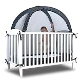 tupi Baby Crib Tent Safety Net to Keep Baby in, Pop Up Crib Tent Canopy Keep Baby from Climbing Out, Mosquito Net for Baby Crib, Ultra Stable Frame, Durable Strong Self-Locking Zipper, Black
