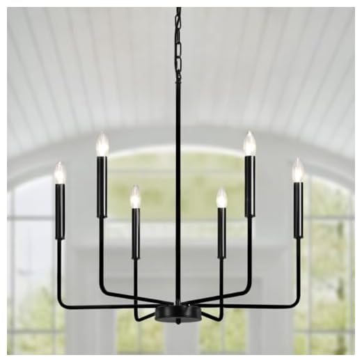 TOULMJ Black Candle Chandelier, Modern Farmhouse Chandeliers for Dining Room Rustic Industrial Pendant Lights for Living Room Kitchen Island Foyer Entryway Bedroom