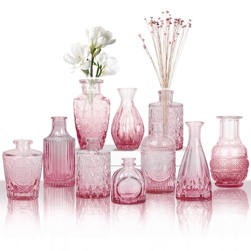 Conjunto de 10 Vasos Pequenos Decorativos de Vidro para Sala e Fl...