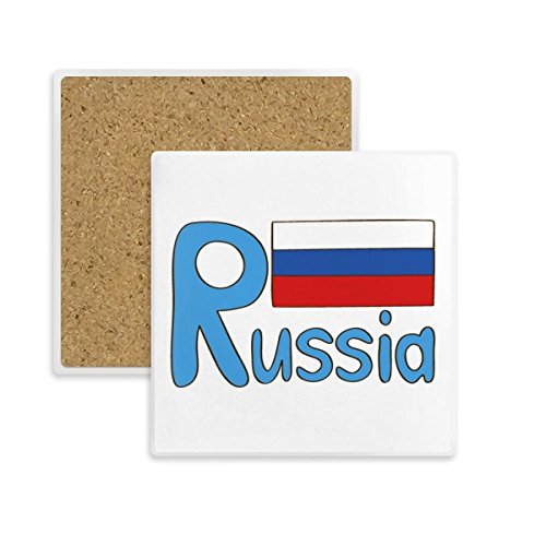 Coaster Russie anti-traces dessous de verre absorbant carré bleu protège-table tasse