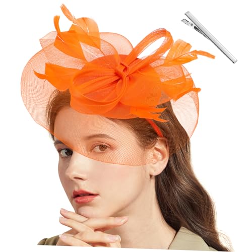CALLARON Diadema Con Flores Sombrero De Ala Ancha Sombrero Negro Para Fiesta De Té Sombrero De Gasa Para Novia Pasador Color Piel Tocado De Boda Esponjoso Sombreros Elegantes Para
