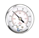 CARBO Instruments 2' Pressure Gauge, Chrome Plated Steel Case, Dry, Compound Vacuum -30 Hg - 0-30 psi Back...
