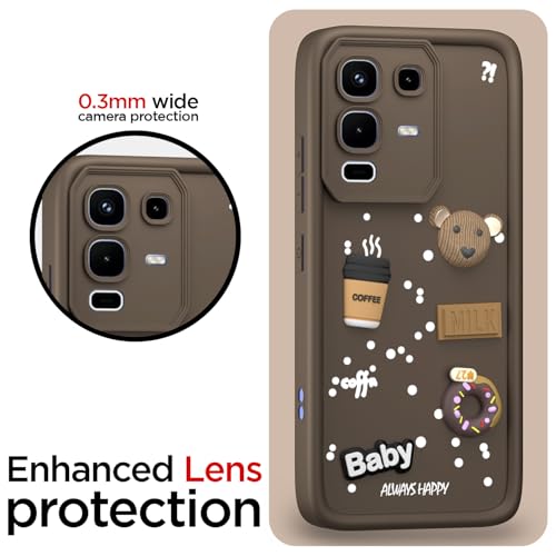 Image of Pikkme Back Cover for Infinix Note 50s 5G | 3D Bear Silicone Cute & Fun Coffee Cartoon | Full Body Protection Bumper Case (Brown)