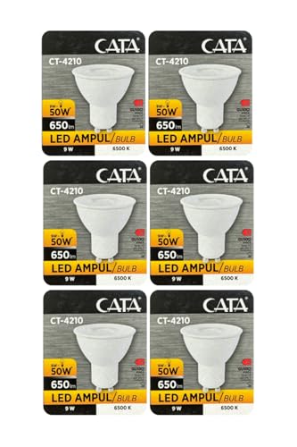 Cata 9W (50W) Beyaz Işık (6500K) GU10 Duylu LED Spot Ampul, 6 Adet