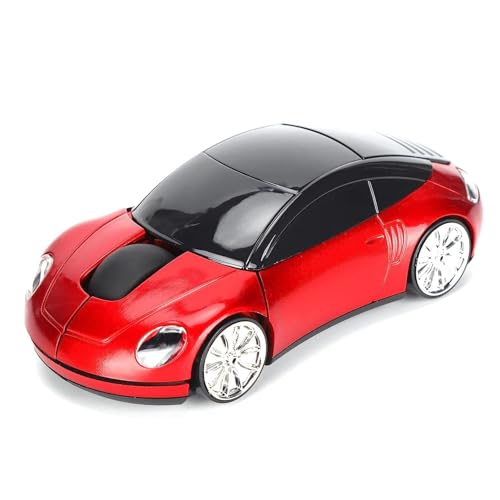 MICROWARE Laptop Mouse, Wireless Mouse Mini Car Shape Professional Optical Positioning with USB Receiver for Laptop for Computers for Office(red)