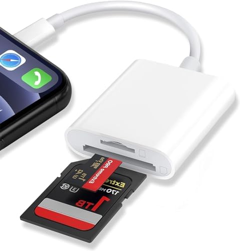 Lettore di schede SD 3 in 1 per iPhone, iPad, Android, PC, adattatore per schede di memoria USB-C/Lightning/USB-A per schede SD e micro SD/TF, chiavetta OTG portatile per fotocamera, fotocamera da del