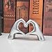 Small Heart Hands Sculpture Decor for Living Room Bedroom Bookshelf Coffe Table and Office Display, Love Finger Statue Modern Aesthetic Home Decor, Unique Gift for Wedding Christmas Birthday (Silver)
