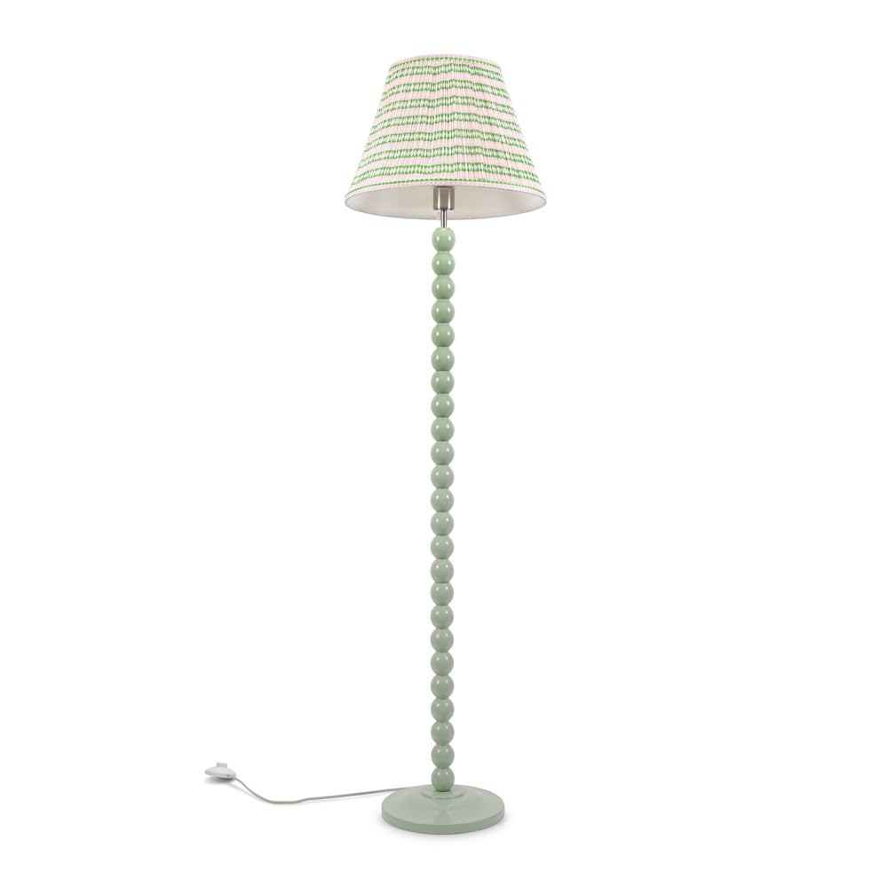 Valuelights Pale Pink Bobbins Sage Green Floor Lamp With Tapered Fabric Pleated Shade In