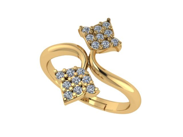 Image of Heer Collection Cubic Zirconia Adjustable Golden Lotus Design Ring For Men And Women