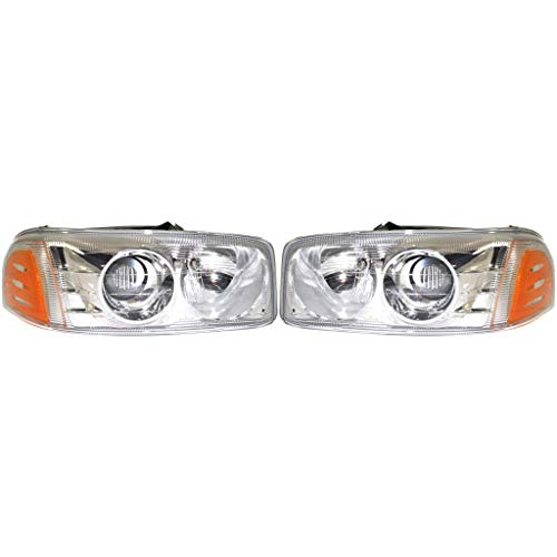 For GMC Yukon XL 1500 Denali Headlight Assembly 2001 02 03 04 05 2006 Pair Driver and Passenger Side For GM2502214 | 15218077