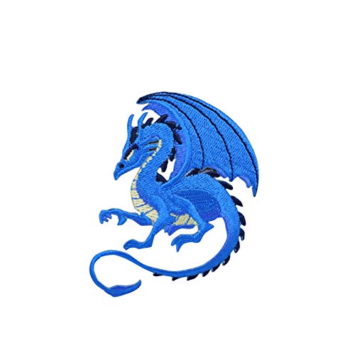 Blue Dragon - Facing Left - Legendary/Mythical/Fantasy - Iron on Applique/Embroidered Patch