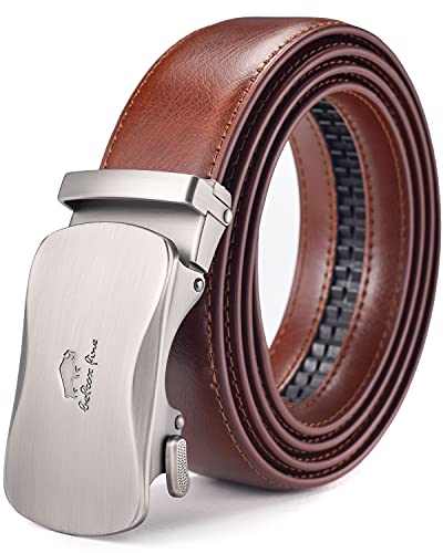 Image of Beltox Men Leather Belt w Slide Ratchet Interchangeable Buckle