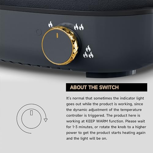 Dezin Electric Shabu Shabu Pot with Removable Pot, 4L Non-Stick Hot Pot Electric with Dual-Power Control, Electric Pot with Tempered Glass Lid for Party, Family and Friend Gathering by DEZIN - Image 4