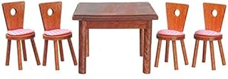 Dollhouse Miniature 1:12 Scale Walnut Square Table and 4 Chairs SET #T6315