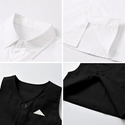 Image of SANGTREE Baby Boy Suit Wedding Ring Bearer Outfits Vest Short Sleeve Bowtie Shirt Suspender Summer Gentleman Shorts Sets