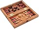 Backgammon + Dame Gr. S - aus Holz mit klappbarem Spielbrett 21 x 21 cm und rot/schwarzen Backgammon-Feldern