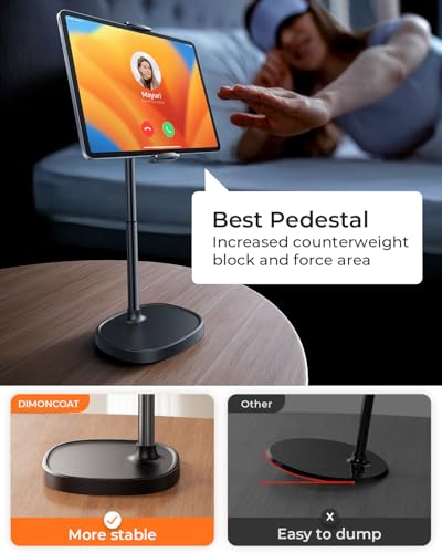 Image of DIMONCOAT Height Adjustable Tablet Stand for Desk, Tablet Holder | 360 Rotation Desktop Tablet Accessories for 4.7-10 inch Like iPad Pro, Air Mini, Kindle, E-Reader, iPhone 17 Pro Max