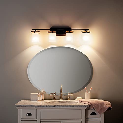 Image of Kichler Hendrik 33.75 inch 4 Light Vanity with Light Umber Etched Glass Olde Bronze