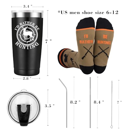 Hunting Gifts for Men, Insulated Tumbler 20 oz Coffee Travel Mug and Funny Socks, Hunter Christmas Gifts for Him Dad Husband Boyfriend Grandpa Son - Image 4