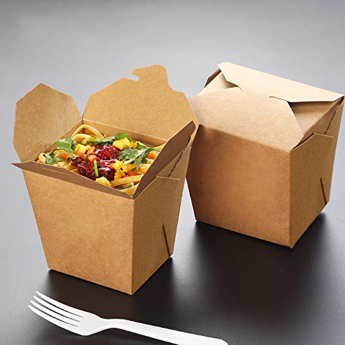 Fit Meal Prep [50 Pack] 26 Oz Chinese Take Out Boxes - 4.2X3.6” Plain Kraft Paperboard Food Containers, Leak And Grease Resistant Asian Rectangle To Go Boxes, Candy Buffet Box And Party Favors #TOP7