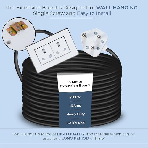 Image of Extension Board Heavy Duty Multi Socket 15A /16A /20A (2500 Watts 16A Big Plug and Two 16A Socket, 15 Meter)