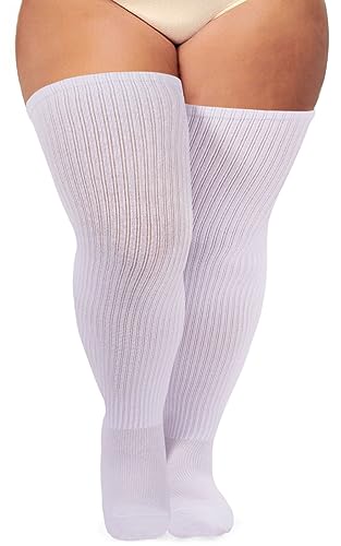 Image of Plus Size Thigh High Socks for Women Thick Thighs Cotton Knit Extra Long Over the Knee Leg Warmer