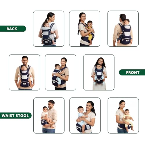 Image of 6 in 1 Baby Carrier with Hipseat | Adjustable Baby Carry Bag for 0 to 3 Year| Baby Carrying Bag for New Born to Toddler | Kangaroo Bag, Baby Holder Belt, Infant Carrier up to 15kg