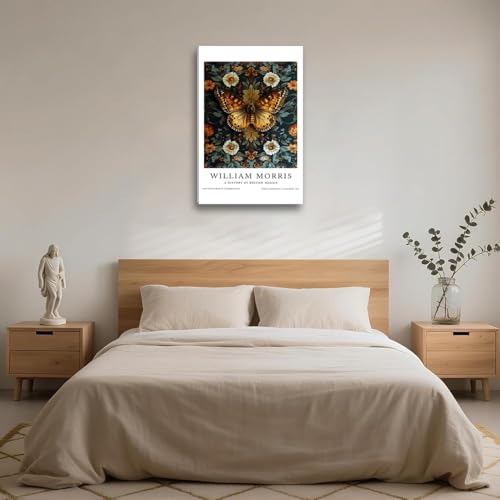 Pormipone William Morris Botanical Canvas Art, Brown Butterfly Decor 12x16 by Pormipone - Used condition - Image 6
