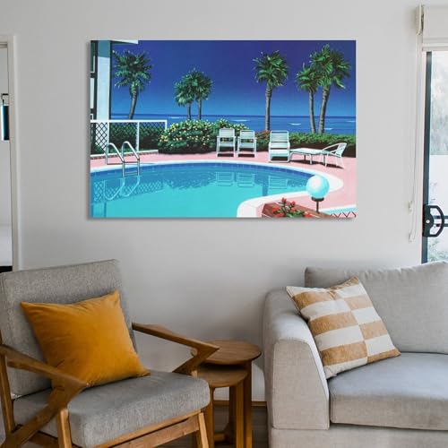 Toile piscine tropicale style Hiroshi Nagai impression premium 50x75 - 6