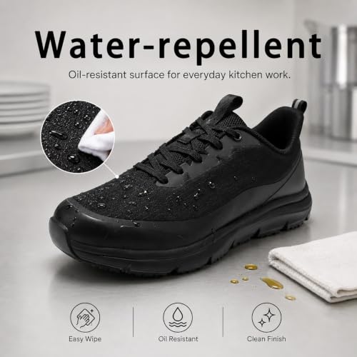 Image of Men's Chef Shoes Lightweight Non-Slip Wide Casual Work Shoes for Kitchens & Nursing