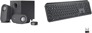 Logitech Z407 Bluetooth Computer Speakers - Black & MX Keys Advanced Illuminated Wireless Keyboard, Bluetooth, Tactile Responsive Typing, Backlit Keys - Graphite Black