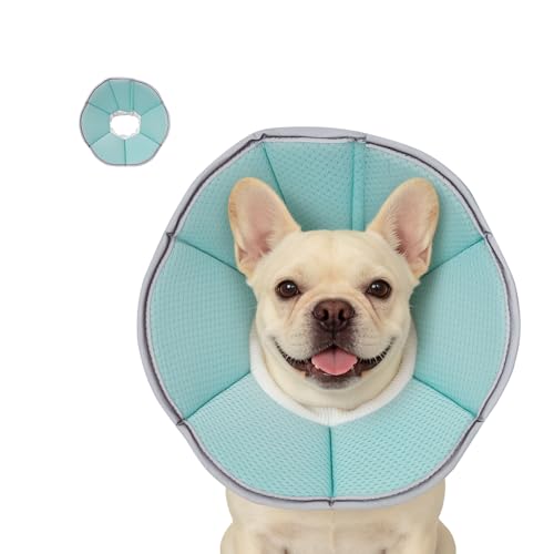 Image of MAXFUT Dog Cone Collar,Soft Cone for Dogs to Stop Licking After Surgery,Non Inflatable Dog Donut Cone (Light Blue, S)