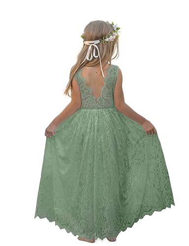 Flower Girl Dress Sleeveless Floor-Lenght First Communion Dress Lace Toddler Dresses for Wedding Bridesmaid Party2