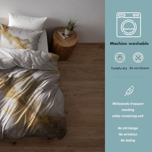 Housse de couette 220x240 marbre doré pour des nuits douillettes en famille - 6