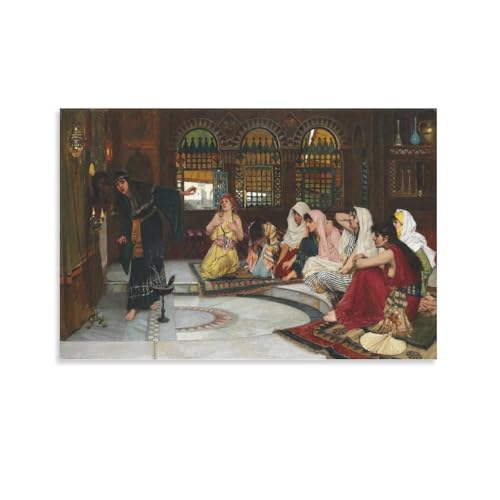 Impression sur toile Consulting The Oracle de John William Waterhouse - Décoration murale 60x90 cm