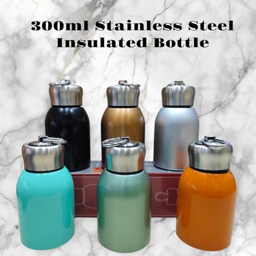 Image of Mini Shiny Stainless Steel Water Bottle 300ML | Leakproof Full Color Bottle for Kids & Adult | Portable Milk Tea Coffee Holder |Travel Wide Mouth Container| Water Can for School- Pack Of 1