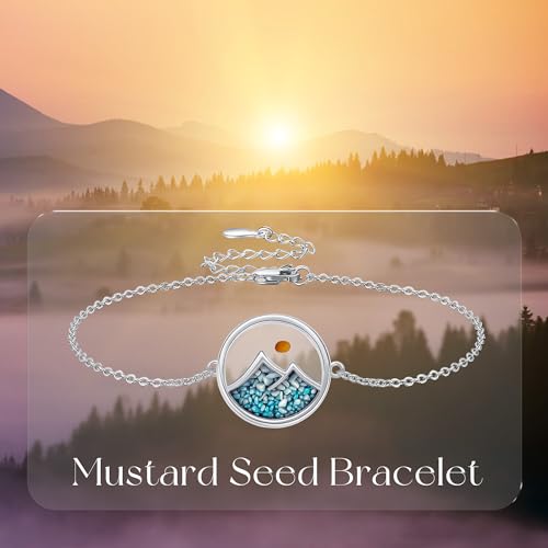 Image of ONEFINITY Shamrock /Mustard Seed /Cross /Witches Knot /Mountain Bracelets S925 Sterling Silver Faith Bracelet Christian Jewelry Gifts for Women Mom