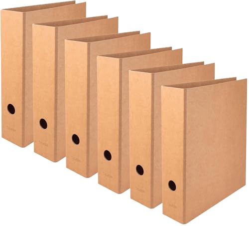 FALKEN Original Vegan-Ordner Pure Nature. Made in Germany. DIN A4 Braun Aktenordner Briefordner Büroordner Pappordner Schlitzordner (6er Pack Ordner Breit)