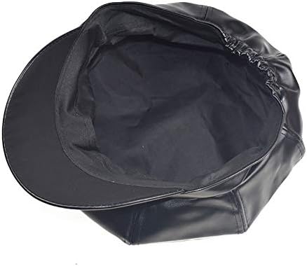 Women Newsboy Hats,8 Panel Ivy Beret PU Leather Cabbie Cap - Image 6