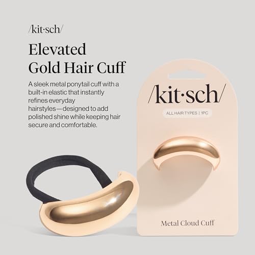 Kitsch Medium Gold Hair Cuff – Decorative Hair Ties For Women, 1pc - image 2
