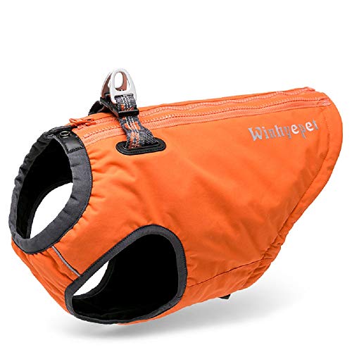 Chai's Choice - High-Performance Foul Weather Jacket - Dog Harness Vest Combination with Dupont Cordura Waterproof Fabric Keeps Your Pet Warm and Dry - Small Dogs, Orange, X-Small