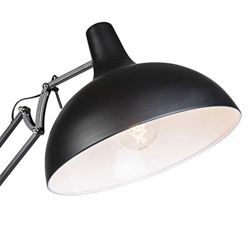 Qazqa Retro/Vintage Lámpara de pie industrial negra ajustable - HOBBY Acero Redonda Adecuado para LED Max. 1 x 60 Watt