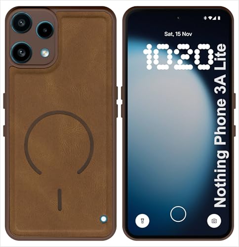 Image of SBMS Back Cover for Nothing Phone 3A Lite | Ultra Slim Soft Rubberised Hard Case | Oil Feel Soft Leather Back | Mag-Safe Design (Mag-Safe Not Support) | Camera Protection Case For Noth 3A Lite (Brown)
