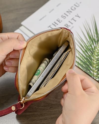 Image of Genuine Leather 4.5 x 6.5 Wristlet Purse for Women, Evening Wristlet Pouch Clutch Bag