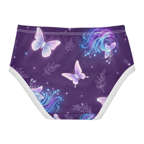 Girls Briefs, Glowing Pastel Butterflies Toddler Girl Panties, Cotton Underwear for Girls, 2T–8 Years2