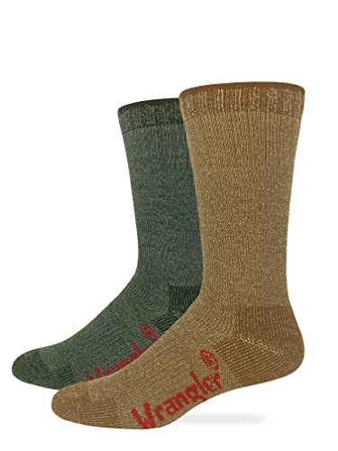 Wrangler Men's Heavyweight Ultra Dri Merino Wool Mid Calf Boot Socks (2 Pairs)