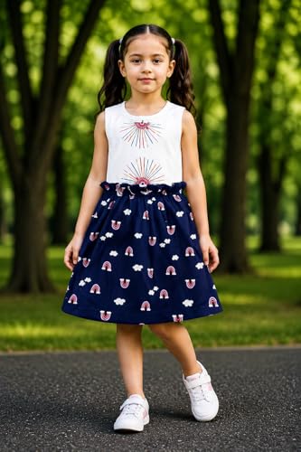 Image of EIO Girls Cotton Frock Dress Combo Pack et | Multicolor Knee Length Casual Dresses for Kids | Soft & Breathable Summer Wear Outfit Frock Set