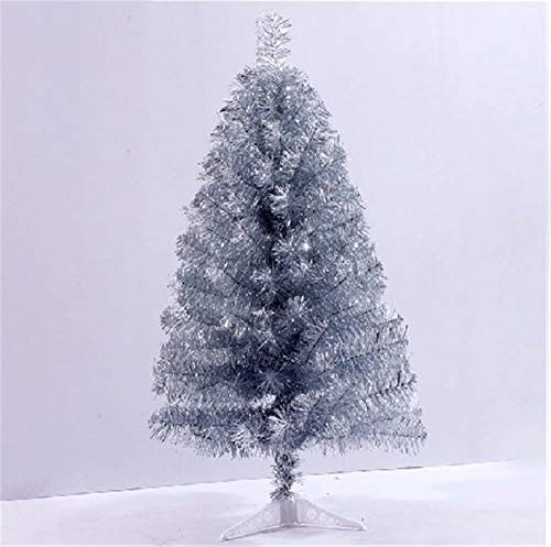 S_SSOY 2 Foot Christmas Trees Artificial Xmas Pine Tree with PVC Leg Stand Base Home Office Holiday Decoration (Silver)