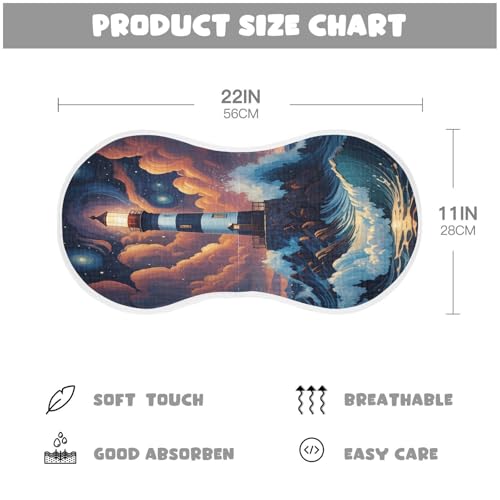 Coastal Lighthouse Nightfall Azure Baby Burp Cloths Muslin Burp Cloths Soft Burp Cloth Burp Rags Cotton Burp Clothes Absorbent for Newborn Girl Unisex Boy 1 Pack 22x11 Inches2